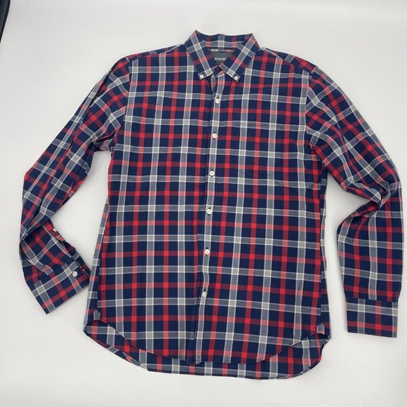 Bonobos Other - Bonobos Mens Size Medium Red Gingham Plaid Check Button Front Shirt Slim Fit
